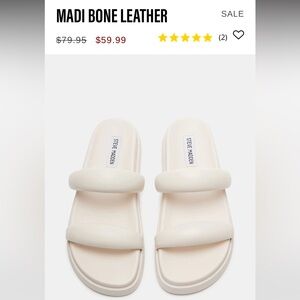 Steve Madden 7 MADI BONE LEATHER Slide Sandals